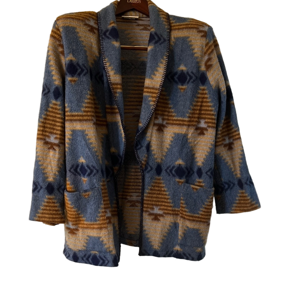 Vintage Striped Jeans Wear Sweater in Blue and Tan